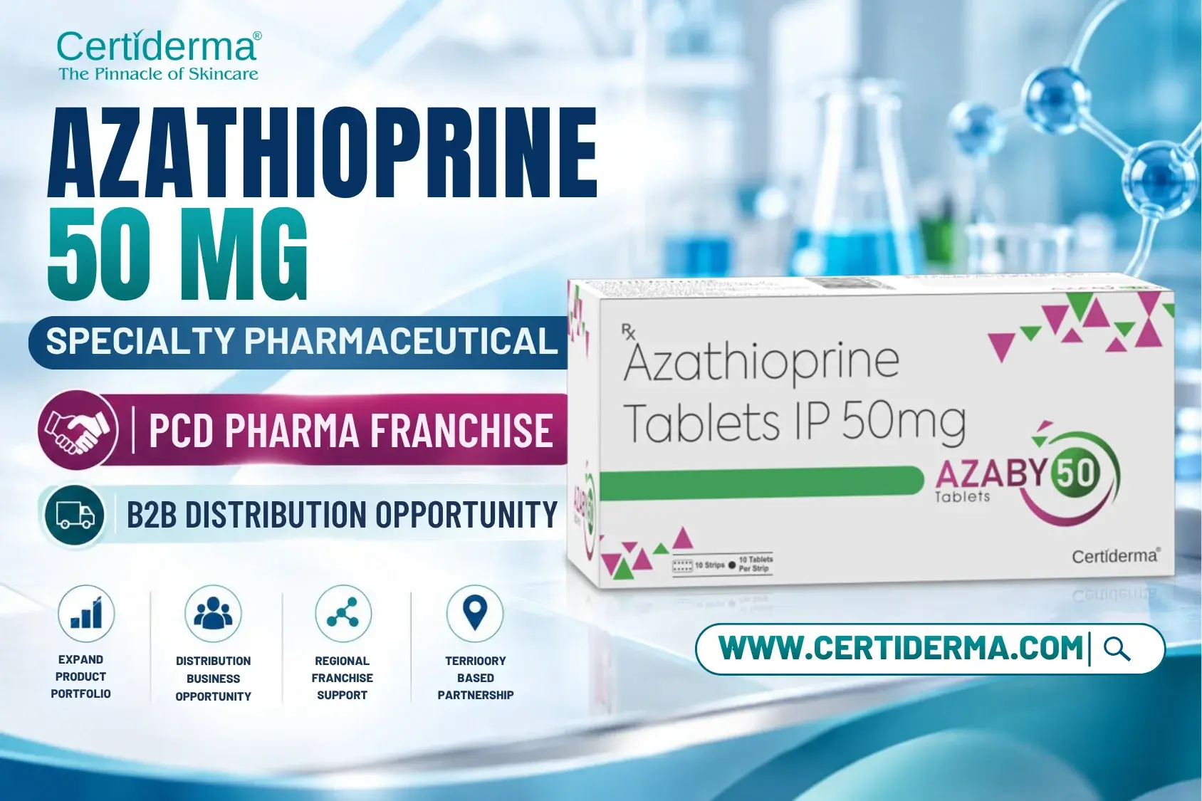 azathioprine-50mg-tablets-specialty-pharmaceutical-pcd-pharma-franchise-b2b-distribution-certiderma-india-product-thumbnail-opportunity